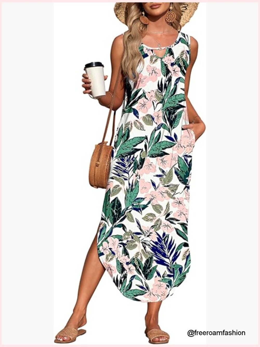 Sleeveless Maxi Dress With Pockets, Loose Fit, Polyester Spandex, Size Inclusive